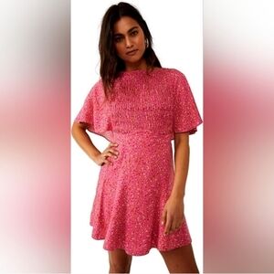 NWT Free People Mini Dress with Lace Up Back and Ruffle Sleeves. Size S